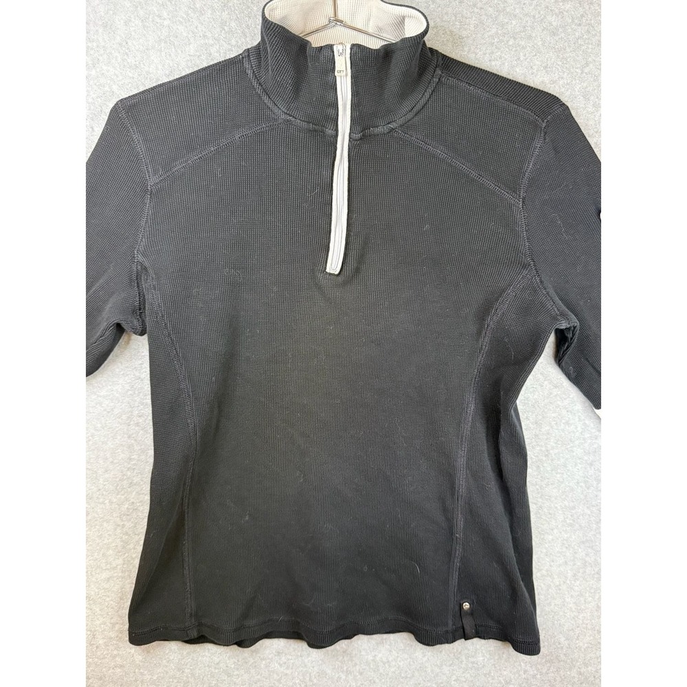 Lauren Ralph Lauren Black Ribbed Thermal Quarter Zip Pullover With Contrast Trim